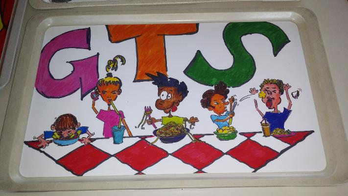 Tablett gemaltes Bild Kinder